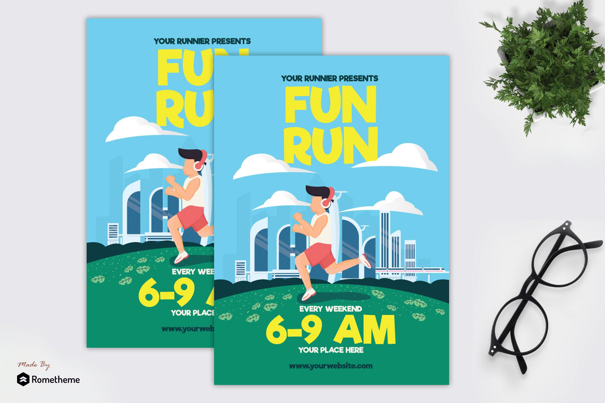 乐跑计划主题活动海报传单蚂蚁素材精选PSD模板 Fun Run – Flyer GR插图