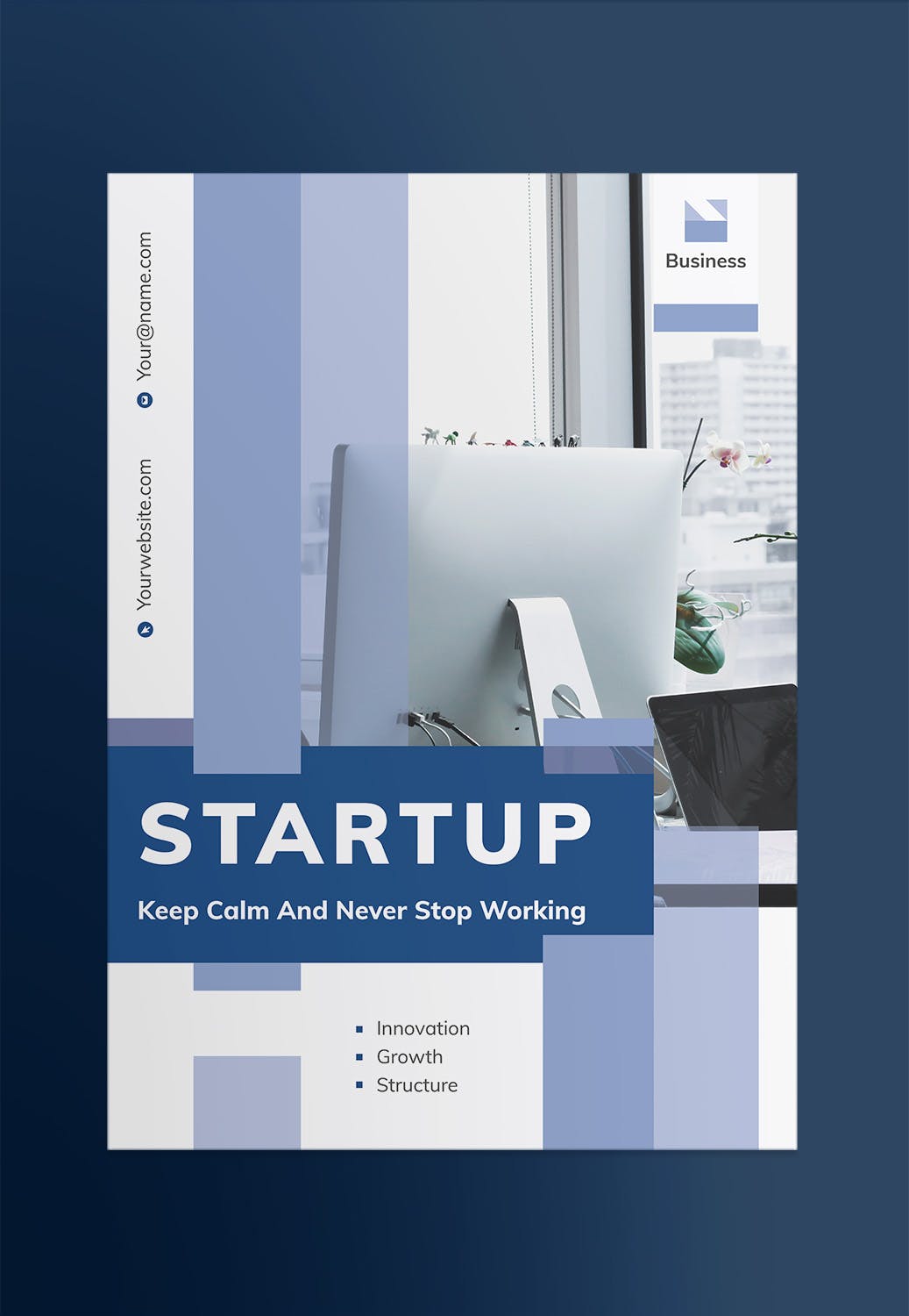 创业互联网项目简介宣传海报PSD素材第一素材精选模板 Startup Poster插图(1)