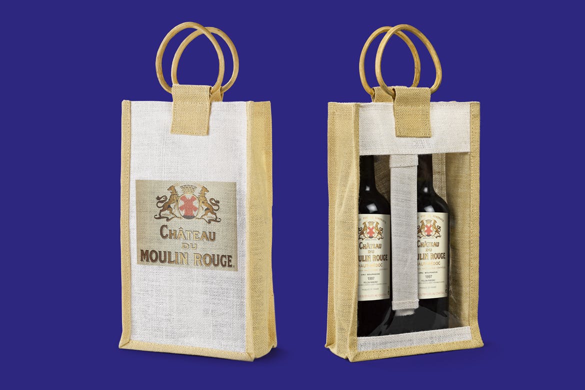 便携式洋酒葡萄酒礼品袋设计图蚂蚁素材精选 Wine_Bag_Gift-Mockup插图(1)