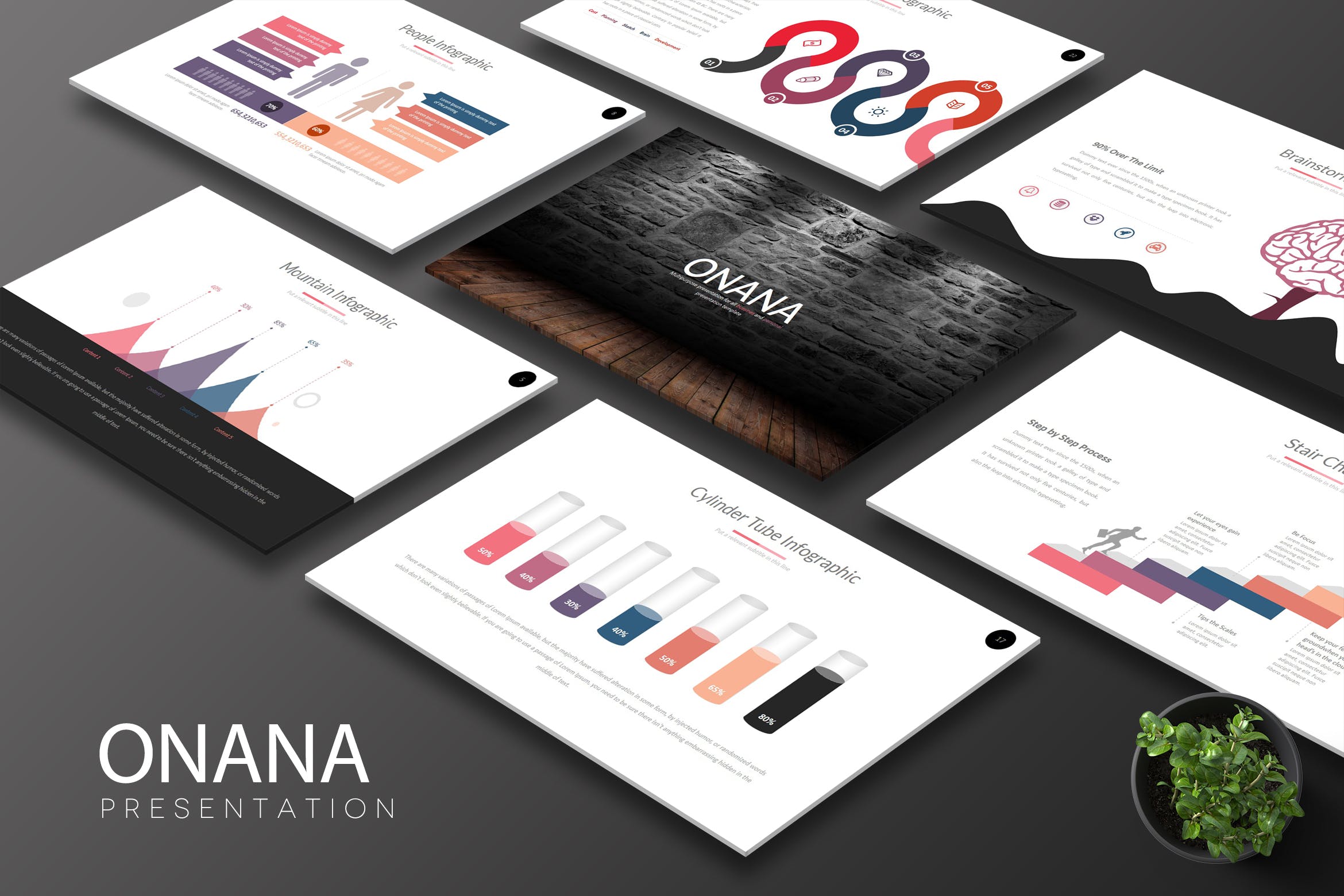 创意信息图表企业介绍谷歌幻灯片设计模板 Onana Google Slides插图