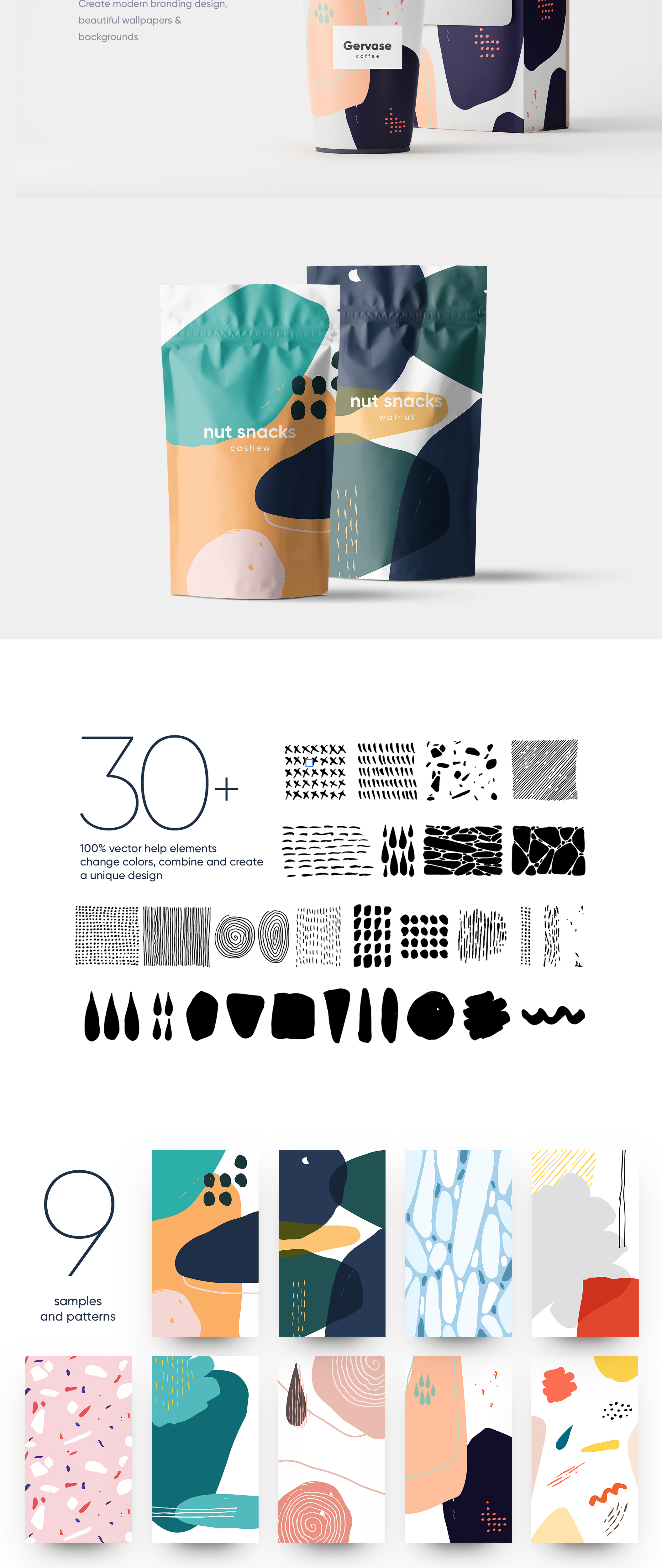 第一素材下午茶：抽象的服装/包装设计背景&图案素材插图(1)