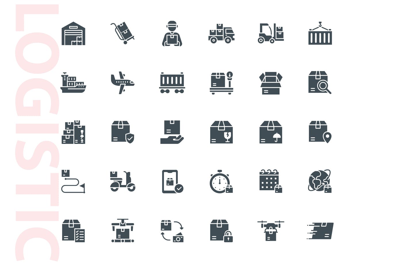 30枚物流运输行业标志符号矢量蚂蚁素材精选图标 Logistic Glyph插图(3)