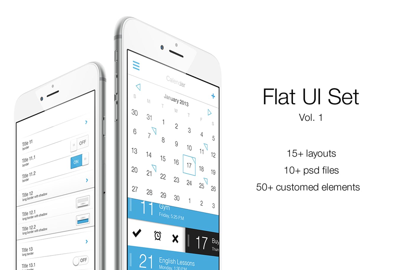 iOS应用扁平设计风格UI设计素材包v1 iOS Flat UI Set Vol. 1插图