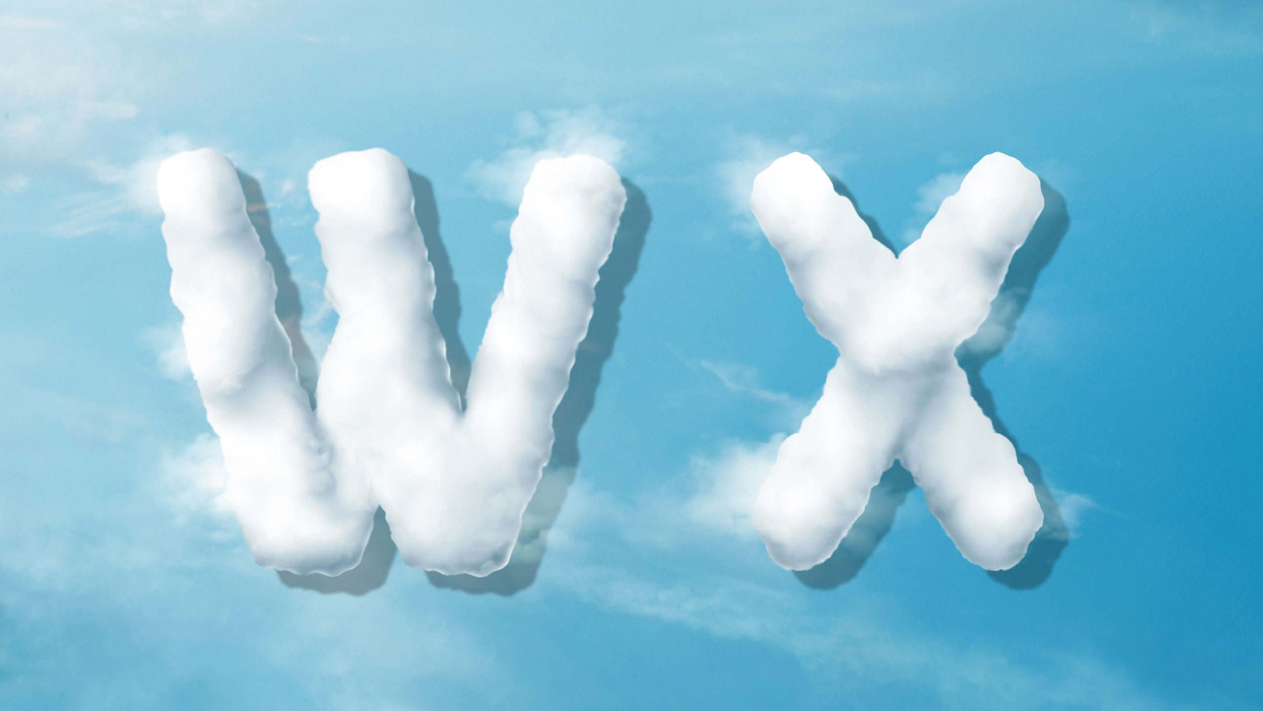 字母“WX”蓝天背景白云英文艺术字体第一素材精选PSD素材插图