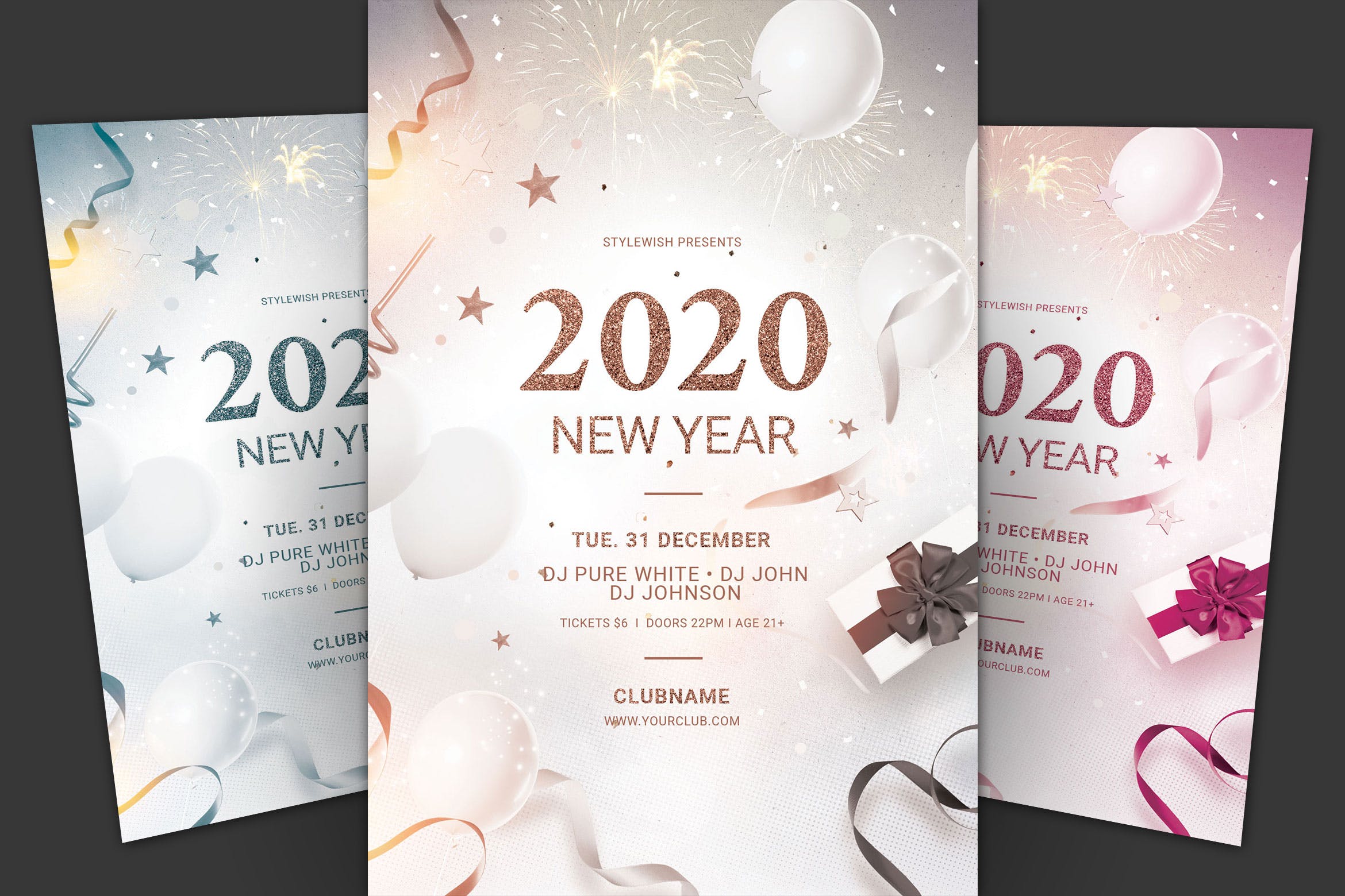 夜店俱乐部2020年新年主题特别活动传单模板 New Year Flyer插图