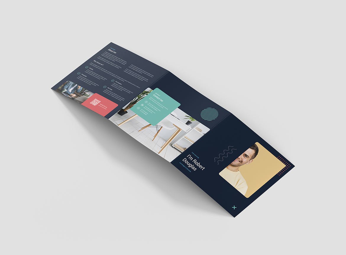 方形三折页个人彩色大洋岛精选简历模板 Brochure – Resume Tri-Fold Square插图5