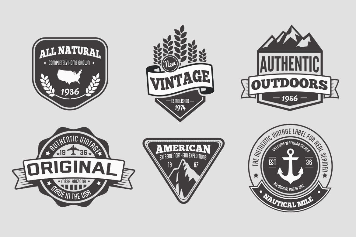 18个复古设计风徽章&品牌商标Logo设计大洋岛精选模板 18 Vintage Badges and Logos插图3
