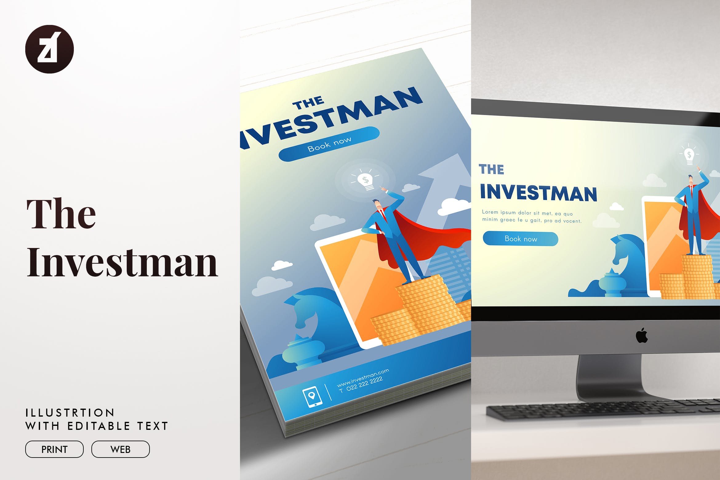 投资者主题矢量第一素材精选概念插画素材 The investman illustration with text layout插图