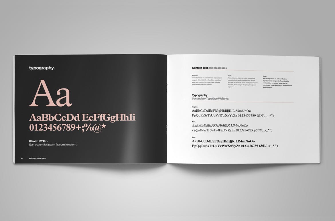 2019-2020品牌指南/品牌设计规范手册模板 Brand Guideline Landscape Layout with Pink Accents插图3