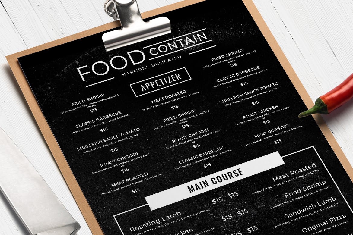 黑板画风格西餐厅蚂蚁素材精选菜单模板v49 Blackboard Food Menu. 49插图(1)