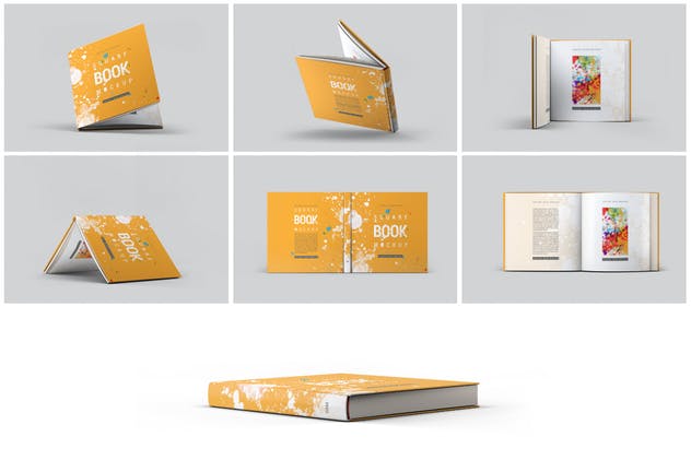 方形精装图书封面效果图样机蚂蚁素材精选 Square Book Mock-Up插图(6)