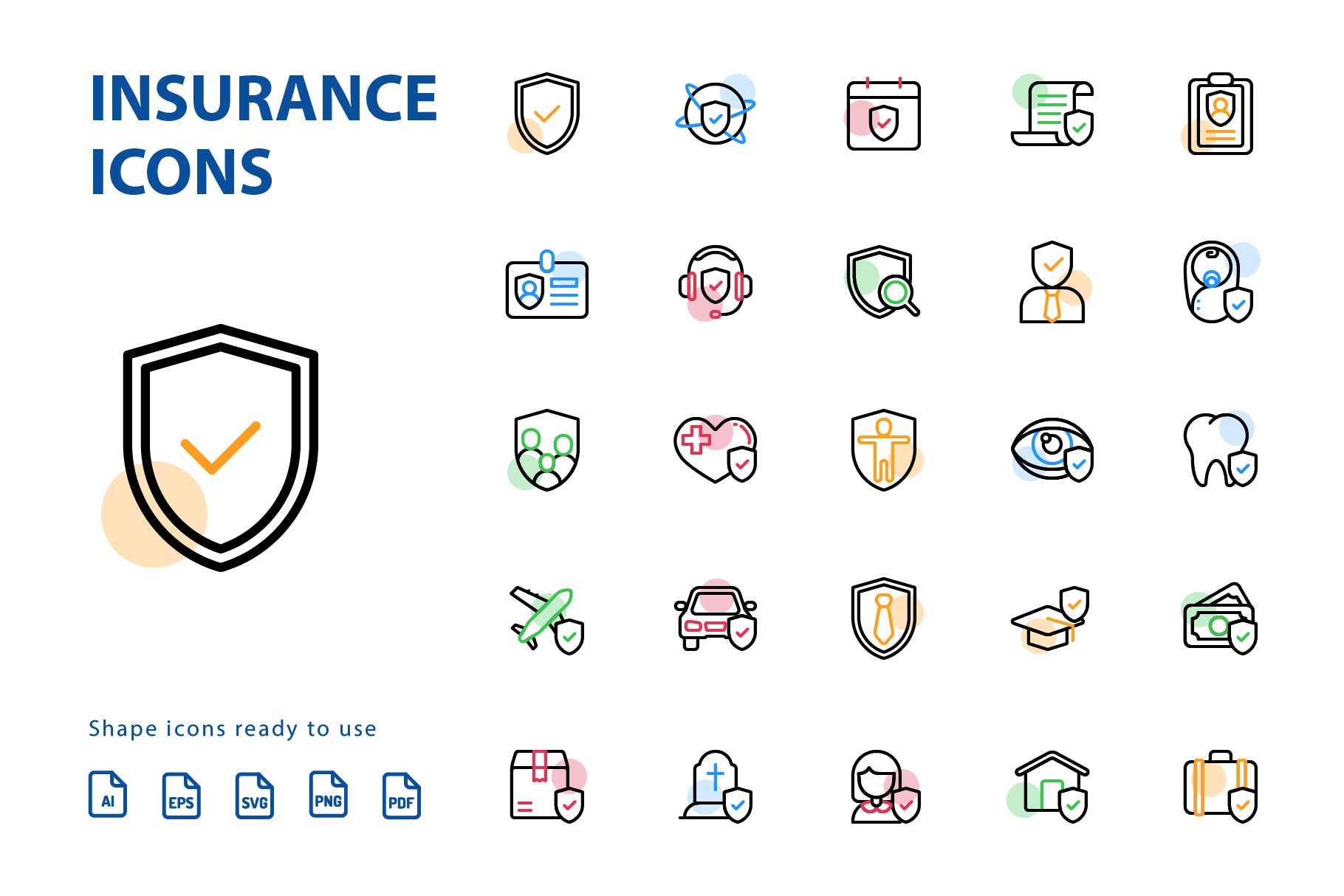 25枚保险行业阴影第一素材精选图标素材 Insurance Shape插图(1)
