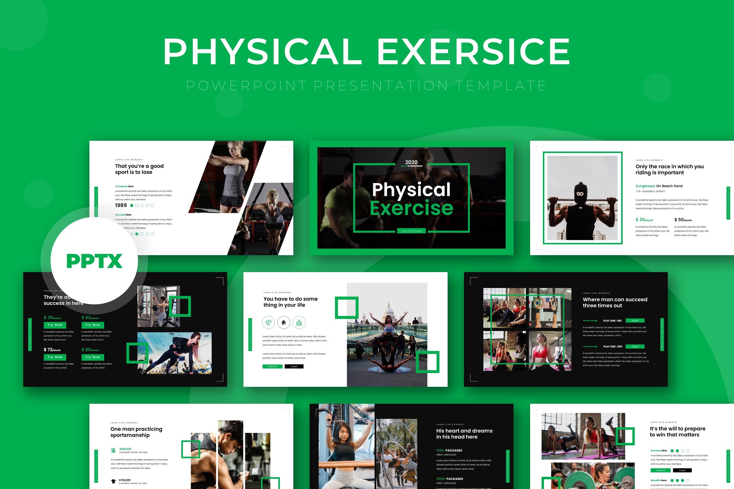 健身教程/健身俱乐部Google演示模板第一素材精选 Physical – Google Slide Template插图