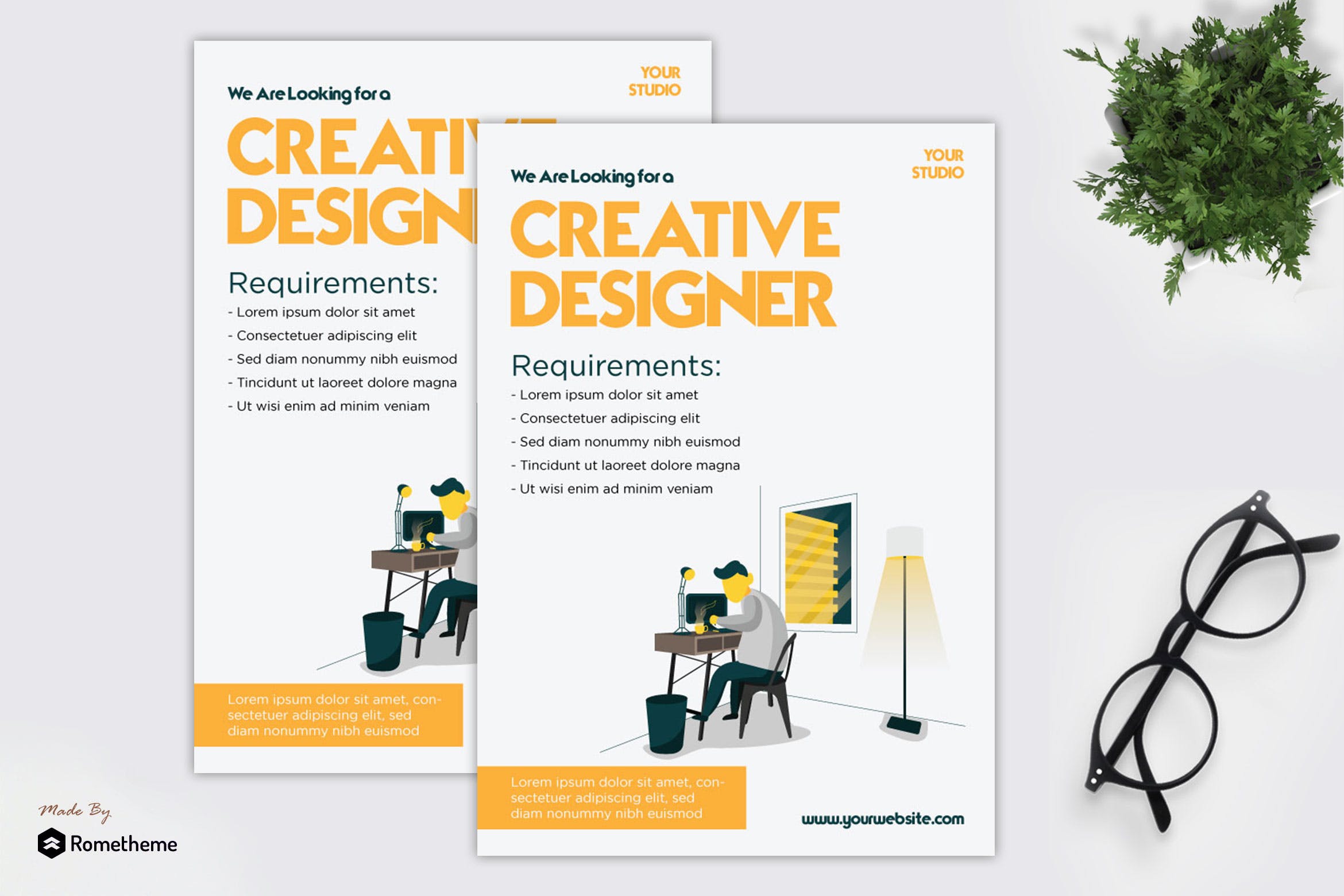 创意设计工作室宣传单设计模板 Job Vacancy – Flyer GR插图