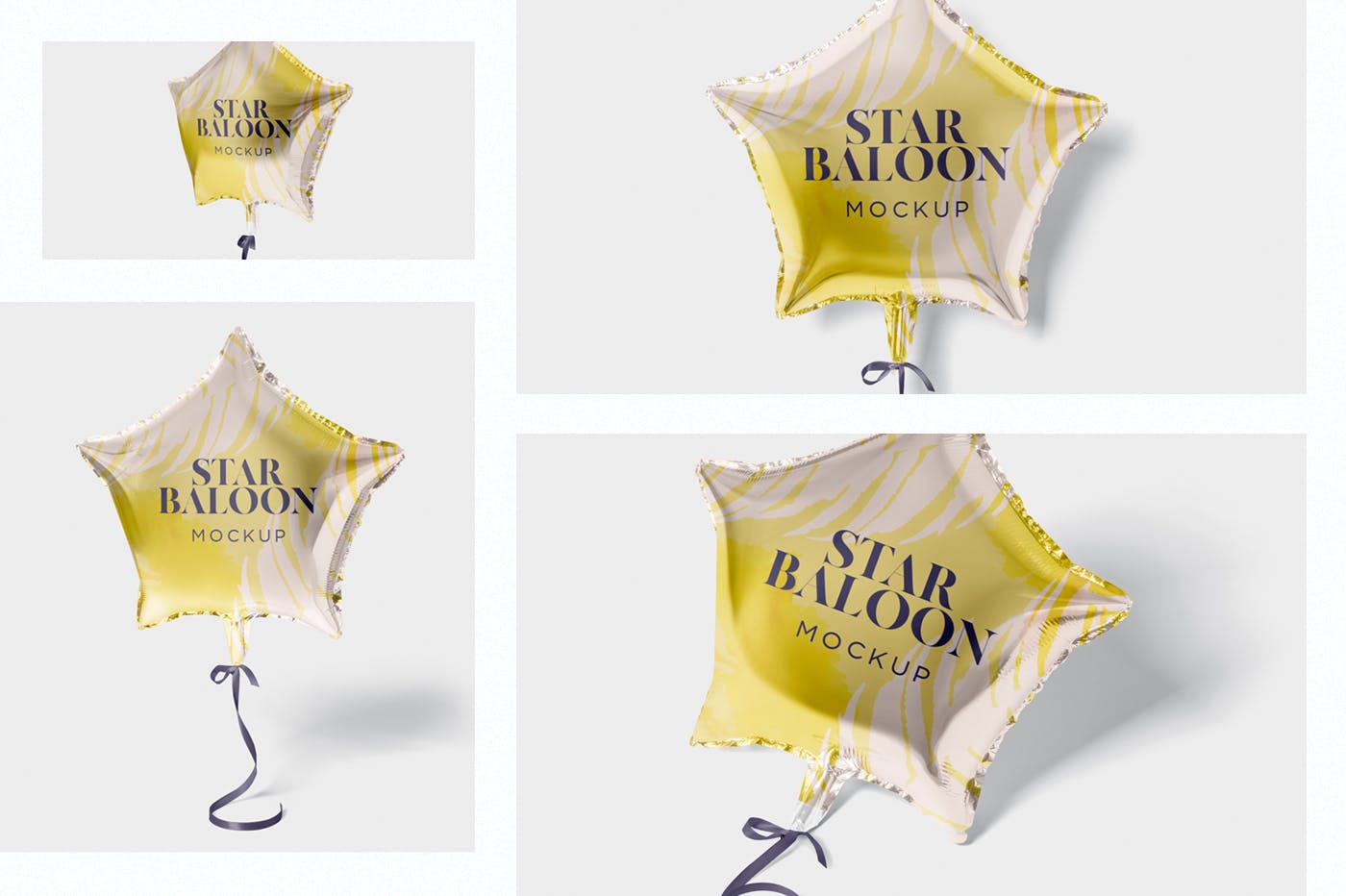 气球星星装饰物图案设计样机第一素材精选模板 Star Balloon Mockup插图(1)