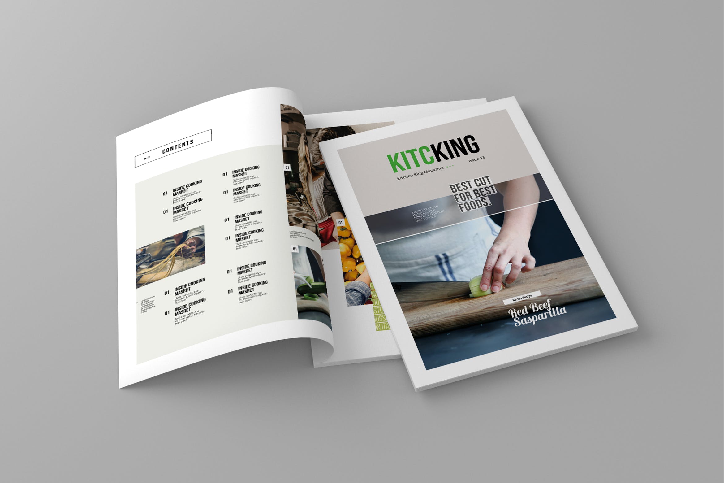 美食第一素材精选杂志排版设计模板 Kitcking – Magazine Template插图