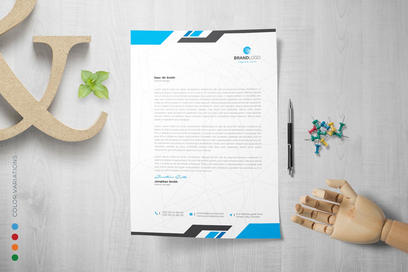 信息科技公司适用的企业信纸设计模板 Letterhead插图