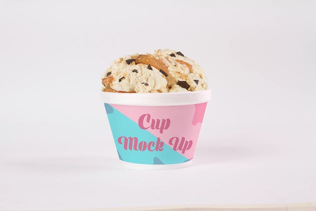 冰淇淋纸杯图案设计预览第一素材精选模板 Ice Cream Cup Mock Up插图(1)