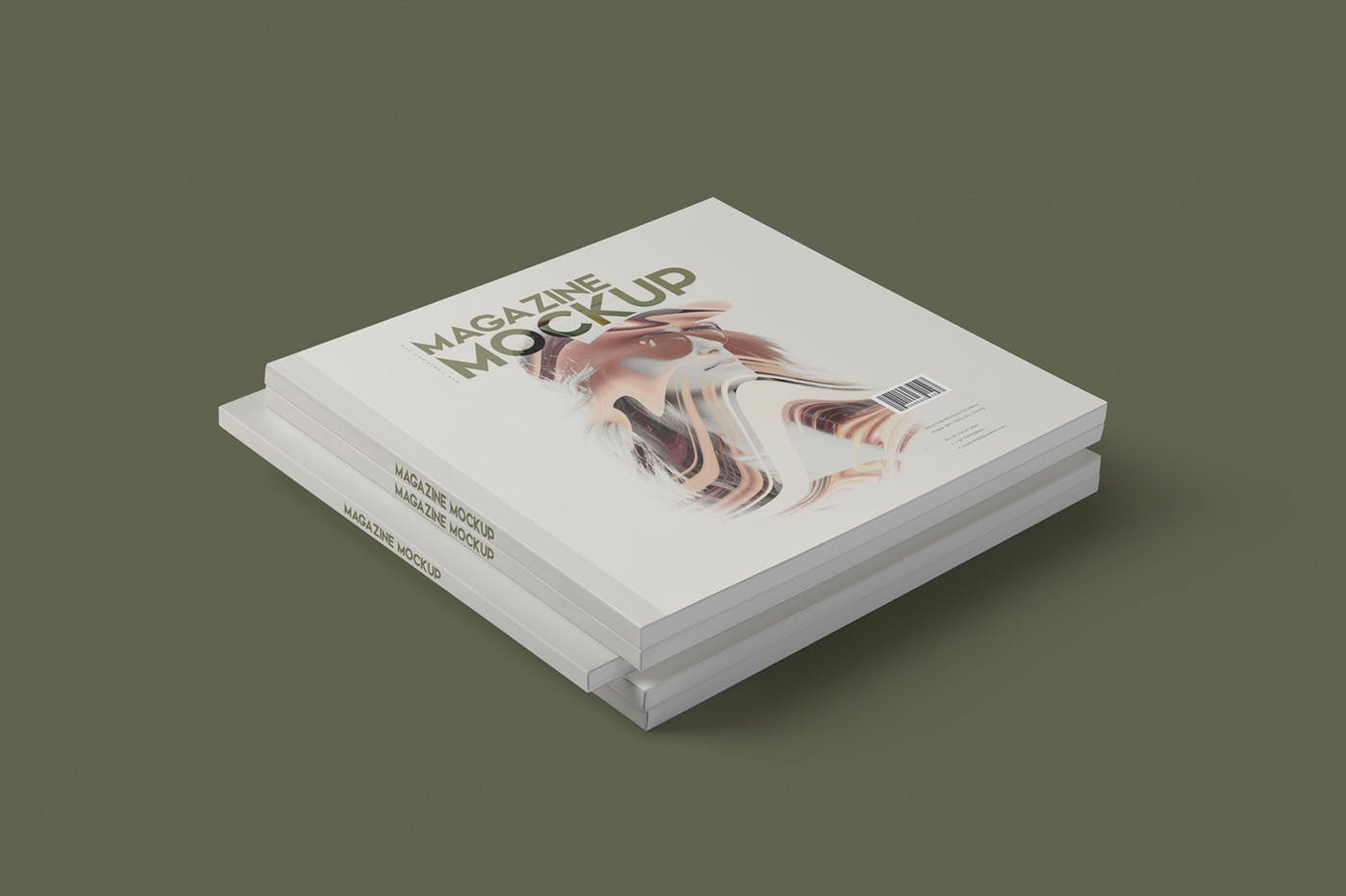 方形杂志印刷效果图样机蚂蚁素材精选PSD模板 Square Magazine Mockup Set插图(4)