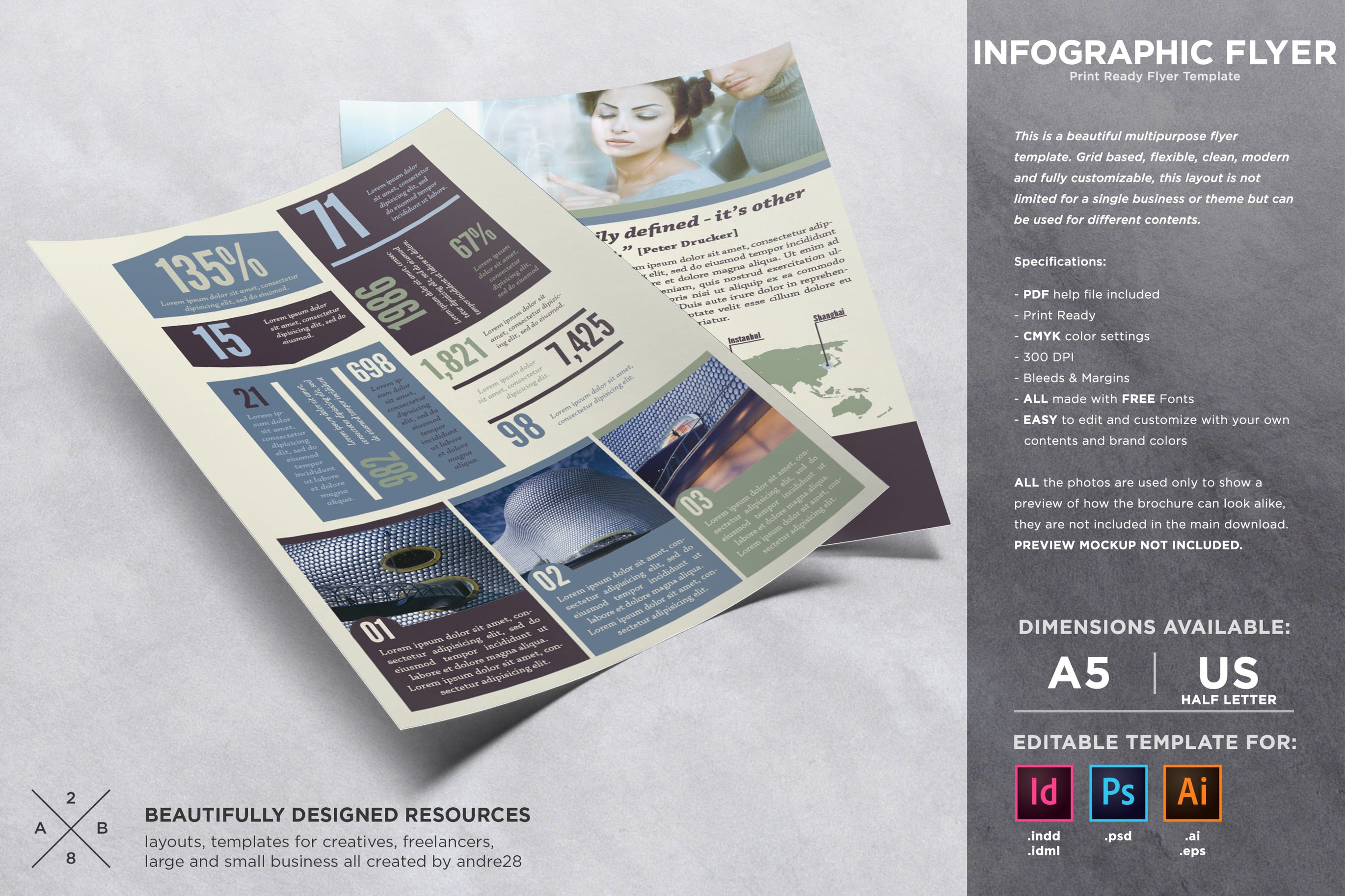 企业商业主题信息图表风格宣传单设计模板 Infographic Business Flyer Template插图