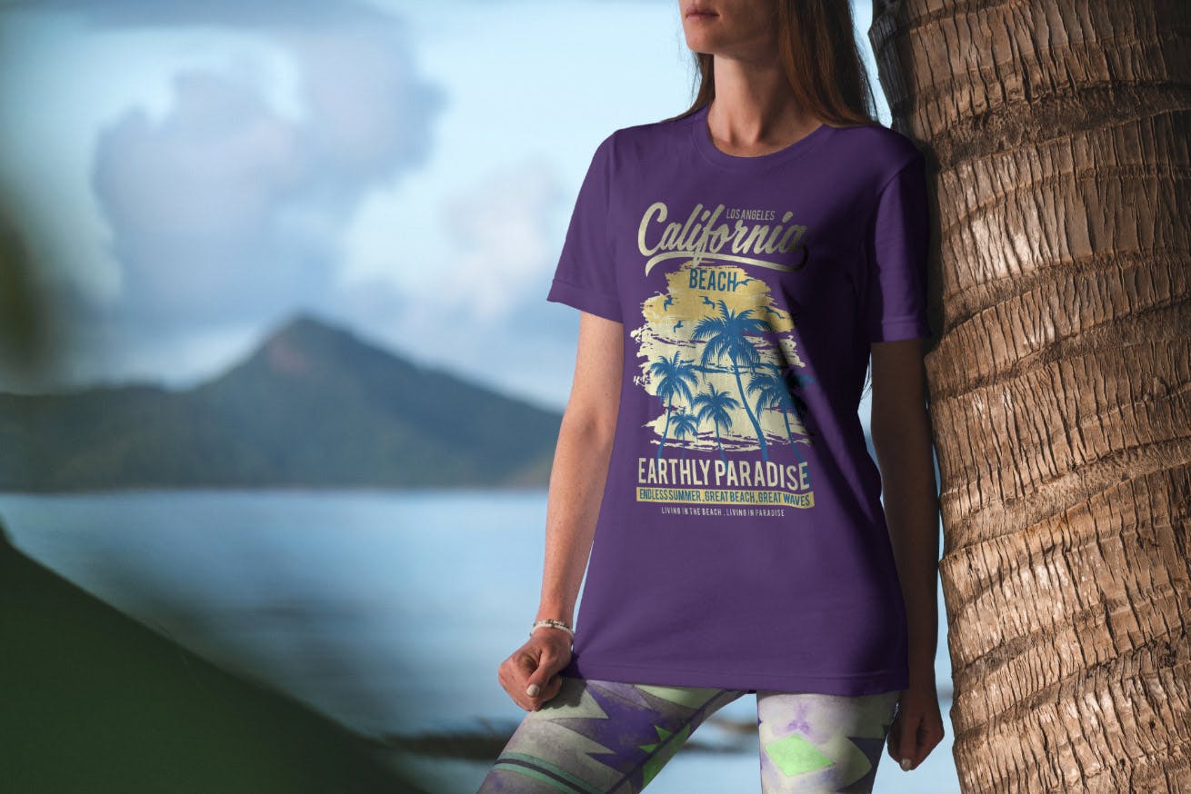 度假系列-女士性感背心印花图案设计图样机大洋岛精选v3 T-Shirt Mockup Vacation Edition Vol. 3插图2