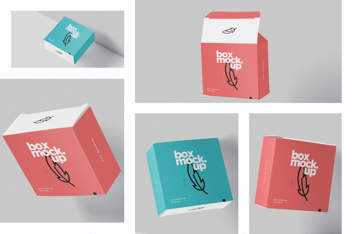 扁平方形包装盒外观设计效果图蚂蚁素材精选 Box Mockup – Square Slim Size插图(1)
