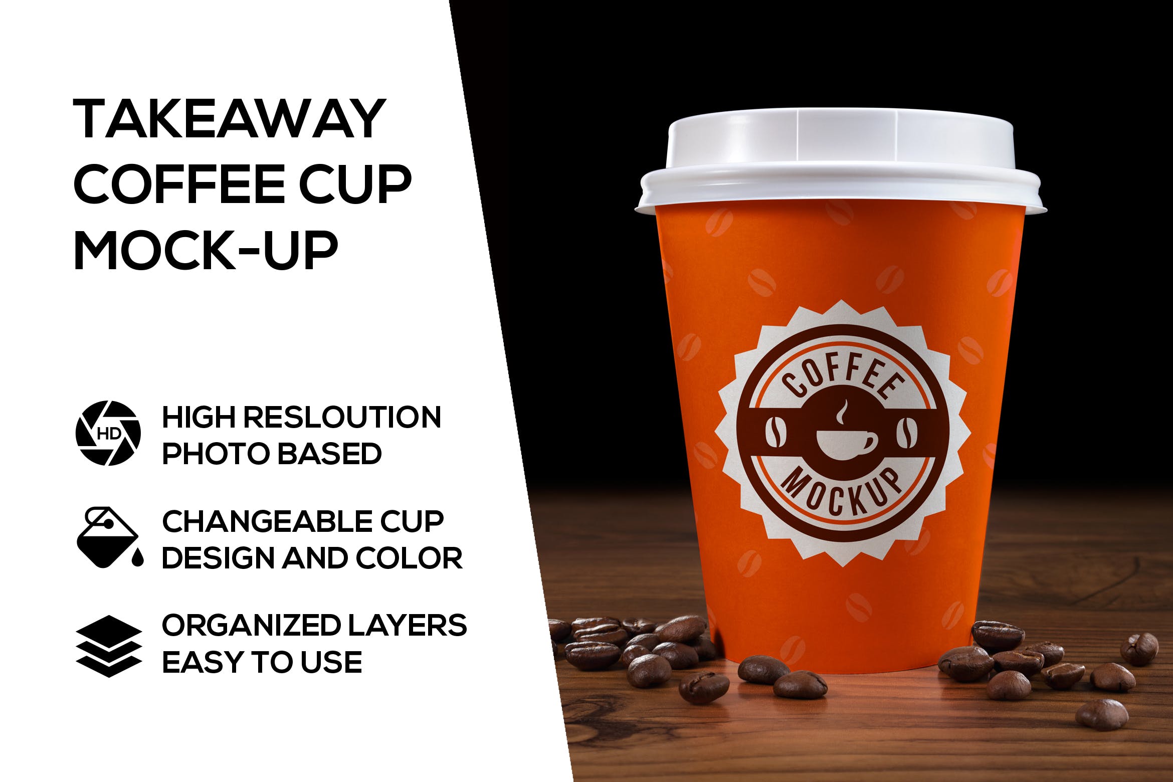 外卖咖啡杯外观设计图第一素材精选模板 Takeaway coffee cup mockup插图