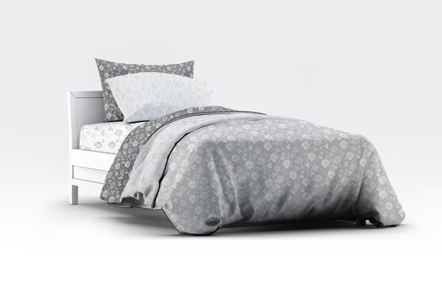 床上用品四件套印花图案设计展示样机蚂蚁素材精选模板 Single Bedding Mock-Up插图(7)