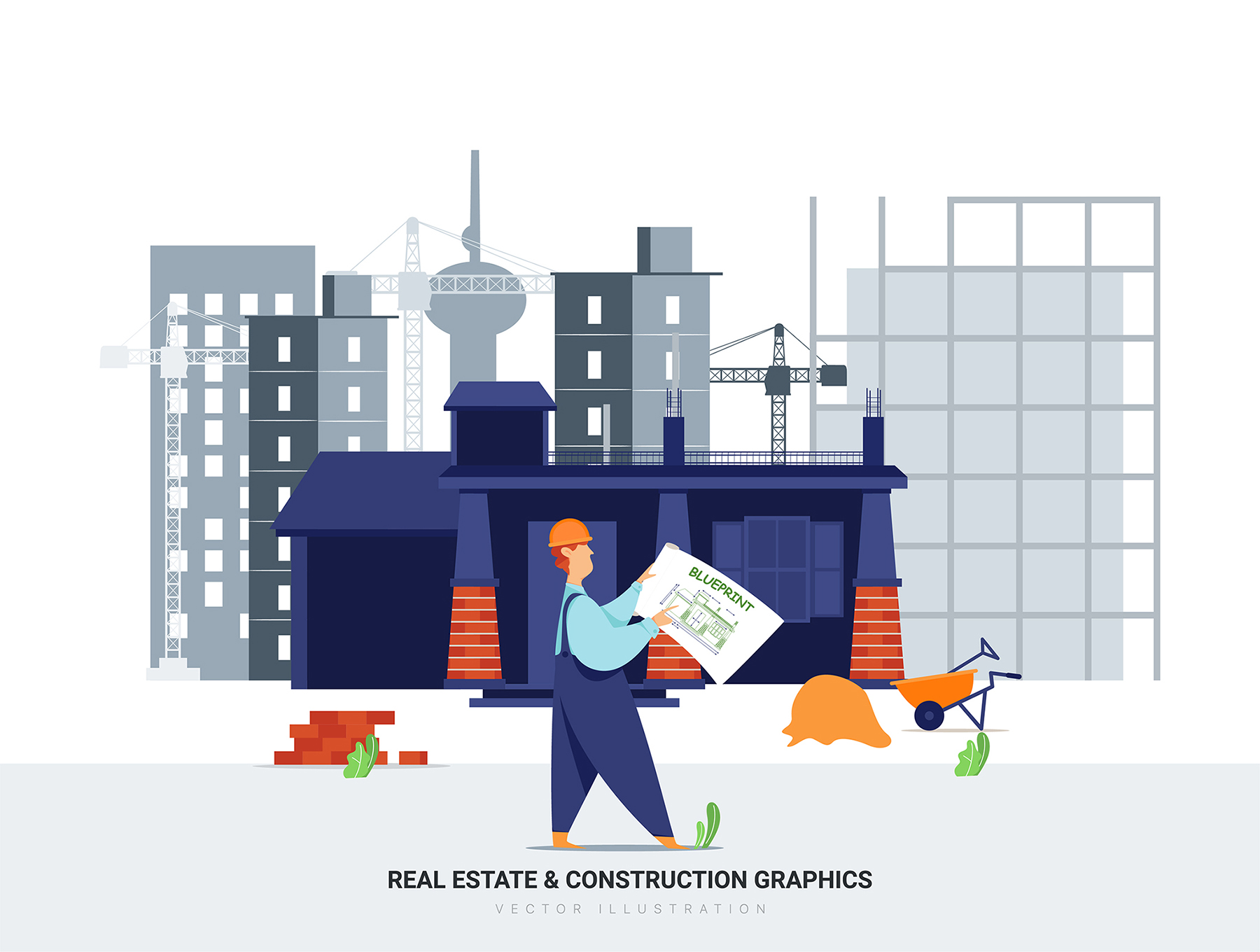 蚂蚁素材下午茶：房地产与建筑矢量场景插画插图(5)