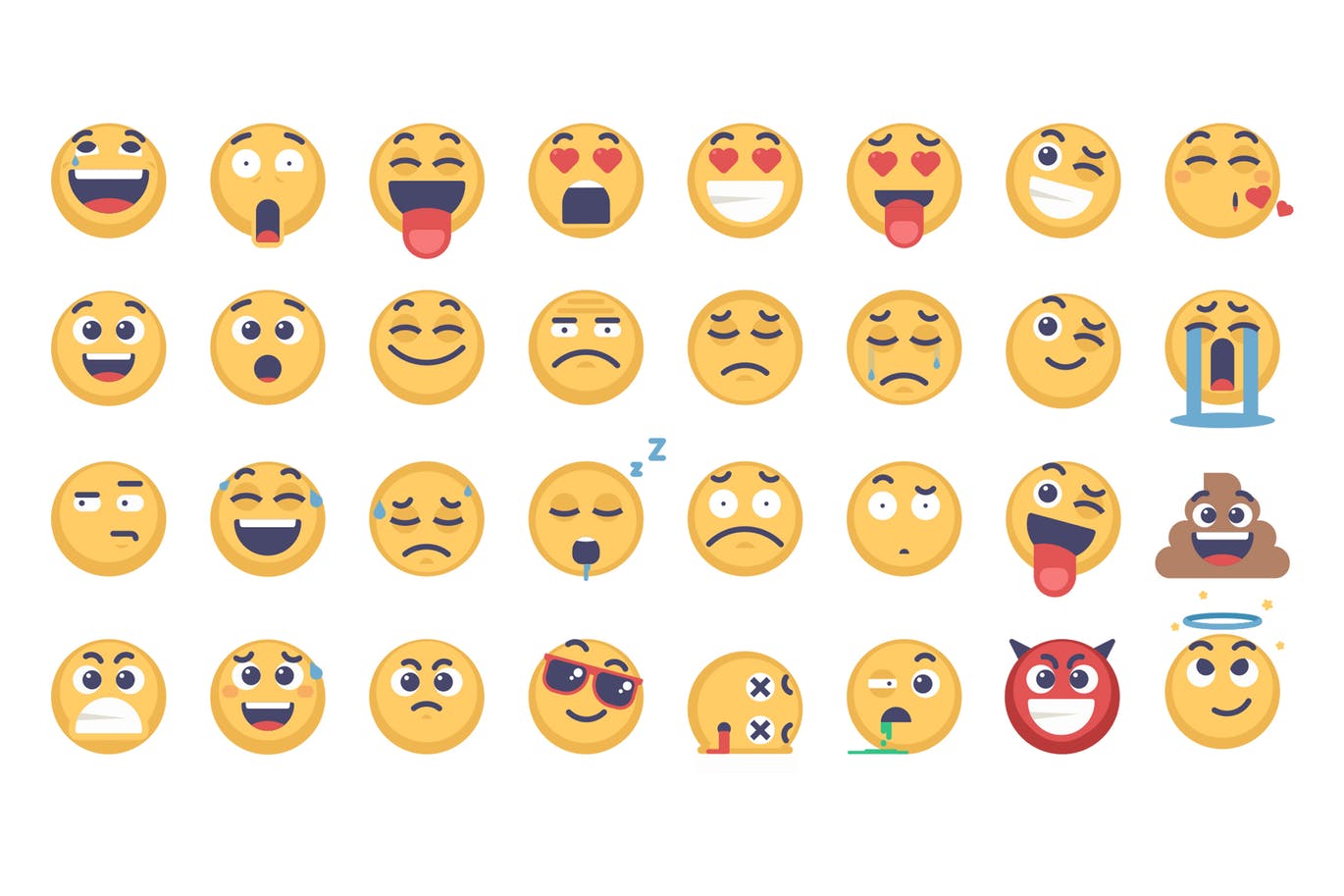 32个表情符号矢量素材包 32 Emoji and Emoticons Pack插图