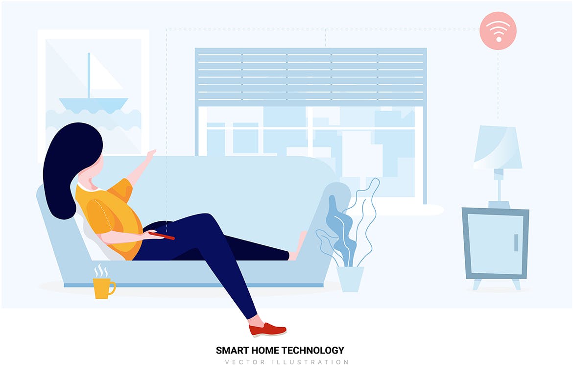 智能家居技术矢量场景插画素材 Smart Home Technology Vector Scenes插图(10)
