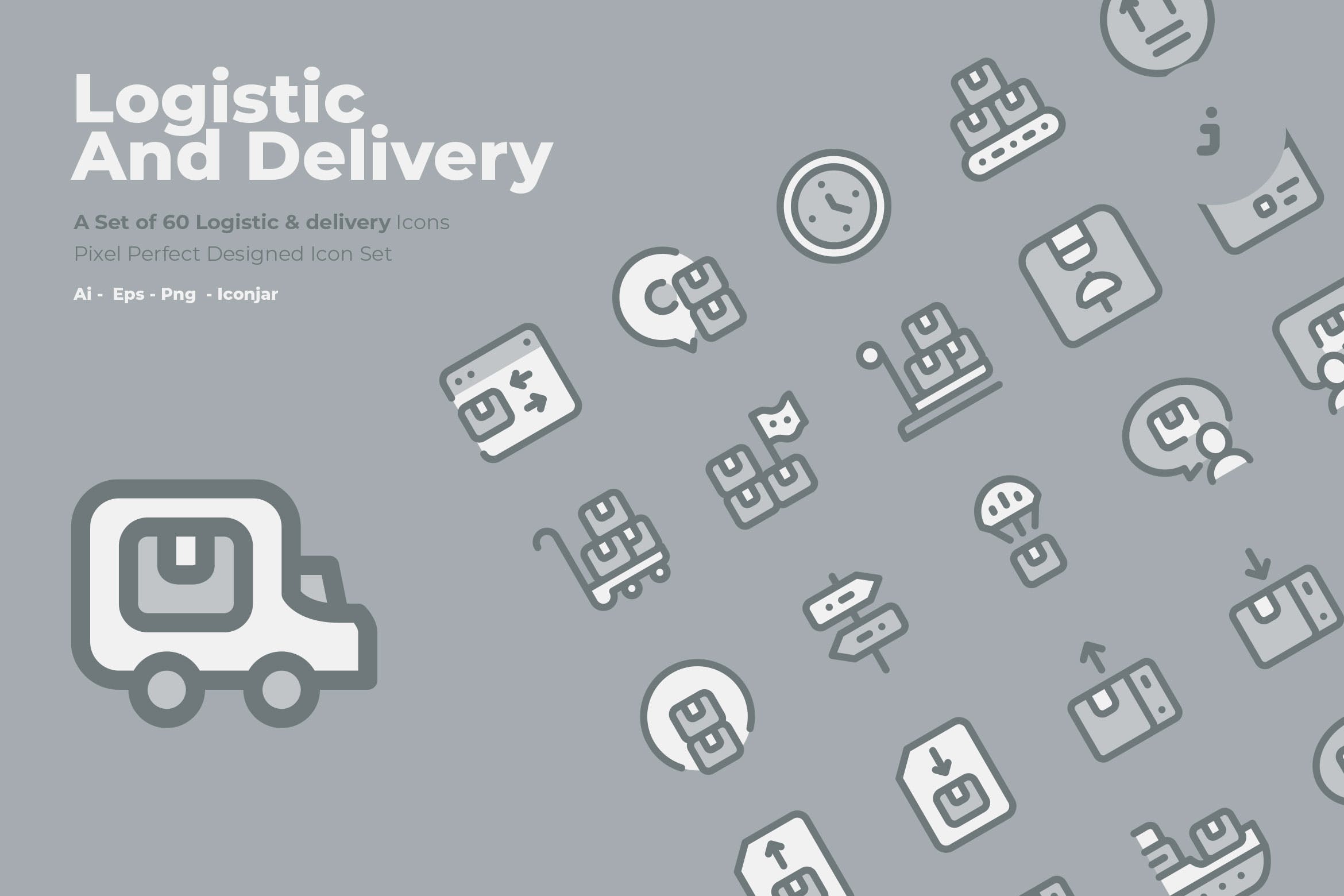 60枚物流配送主题矢量双色调蚂蚁素材精选图标 60 Logistic & delivery Icons  –  Two Tone Style插图