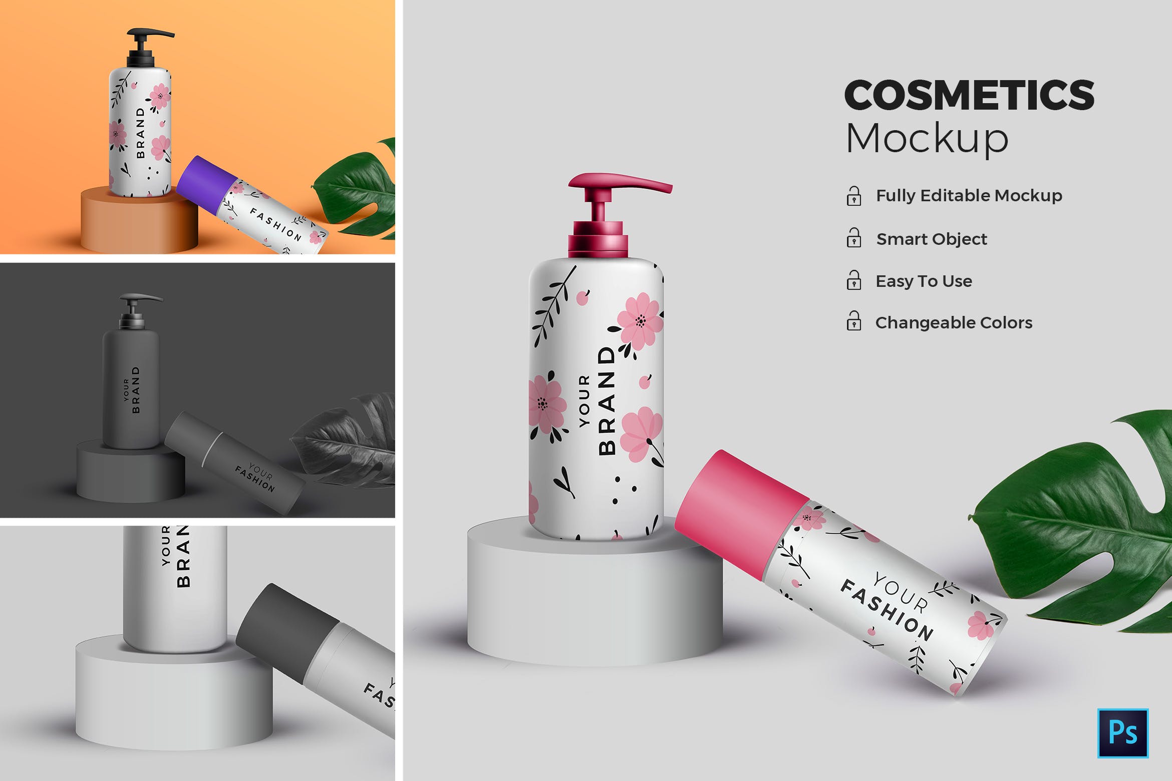 高端化妆品包装外观设计效果图第一素材精选 Cosmetic Mockup插图
