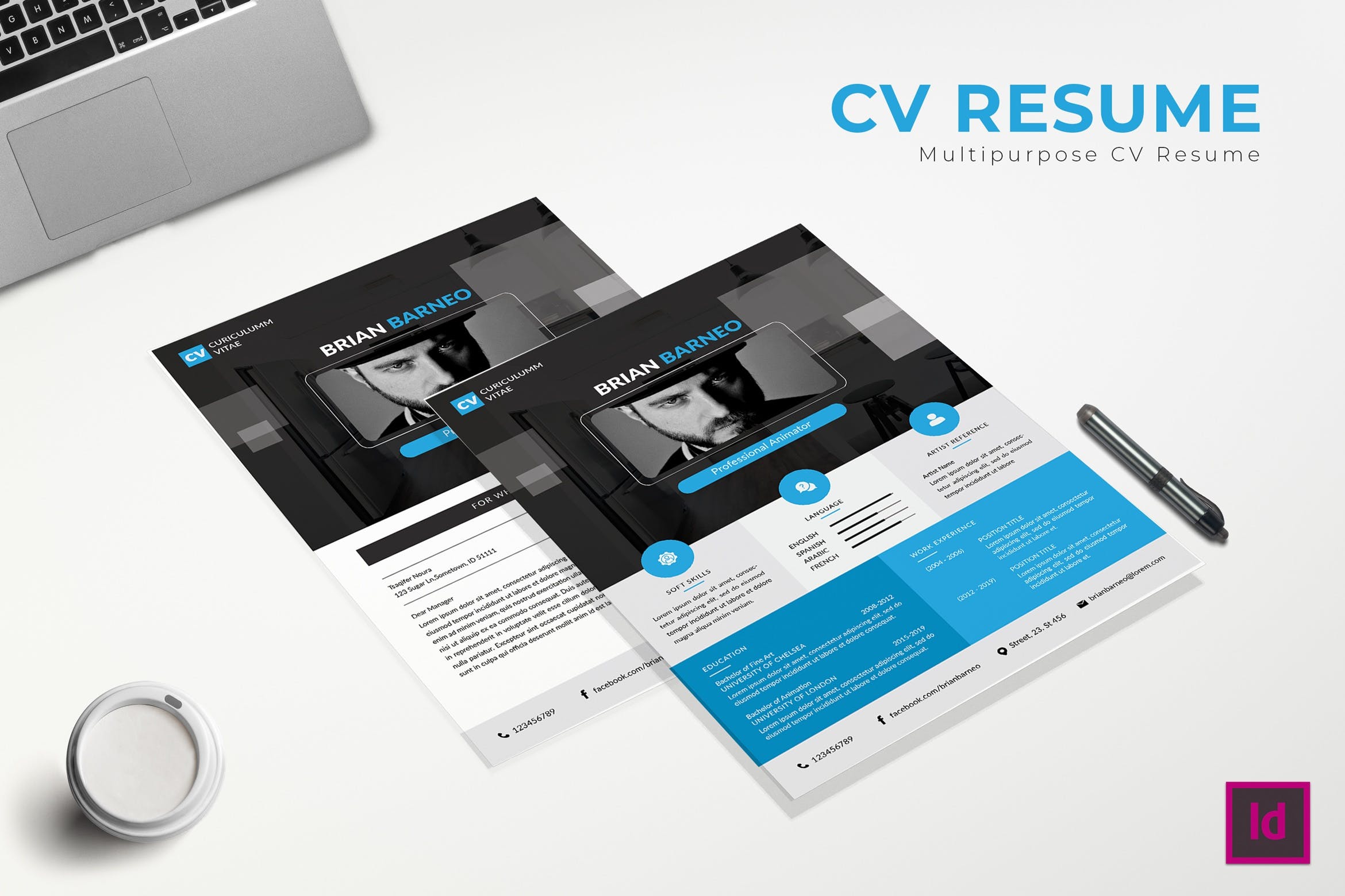 动画设计师介绍信&第一素材精选简历模板 Transparant CV Resume插图
