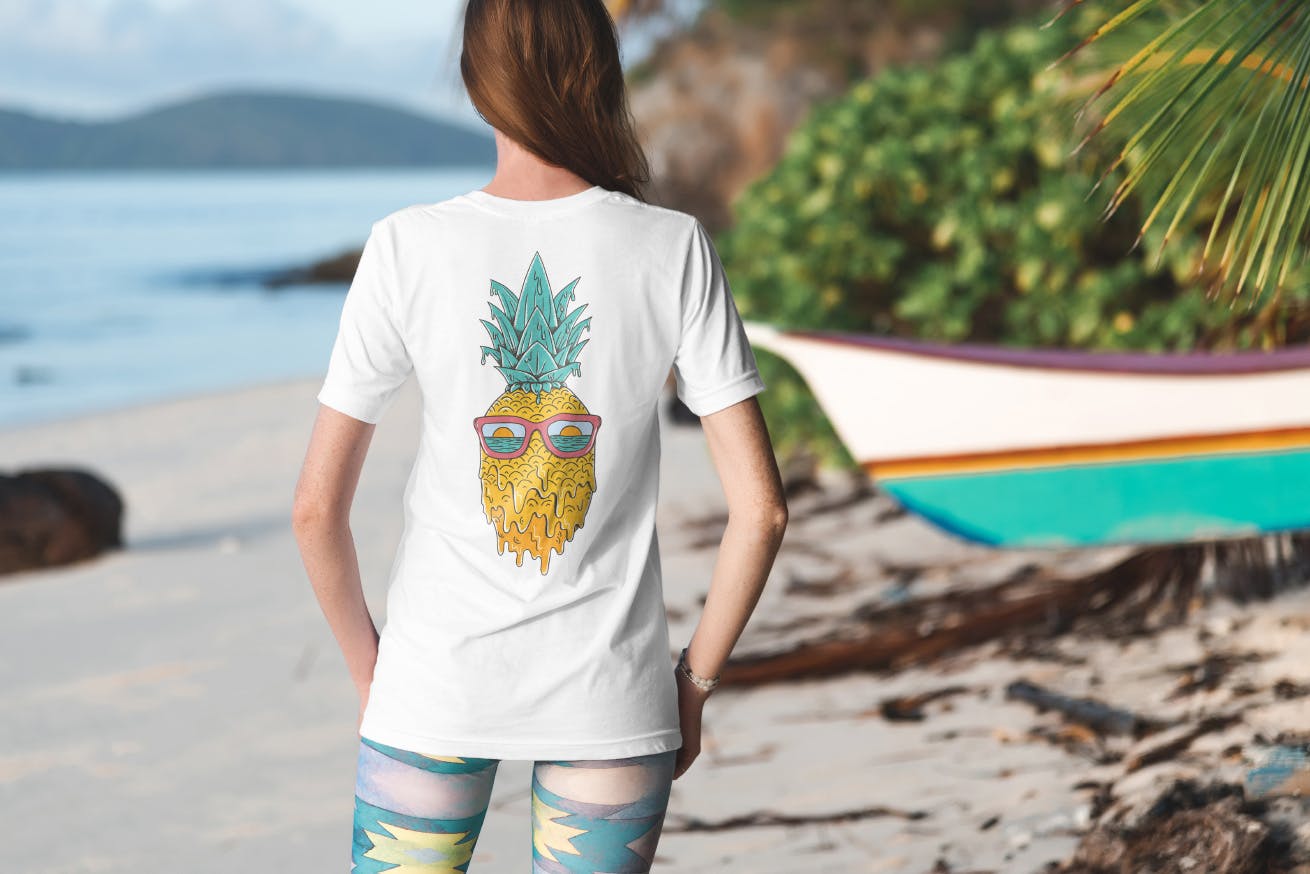 度假系列-热带风情风格服装胸前印花设计展示样机大洋岛精选v5 T-Shirt Mockup Vacation Edition Vol. 5插图4