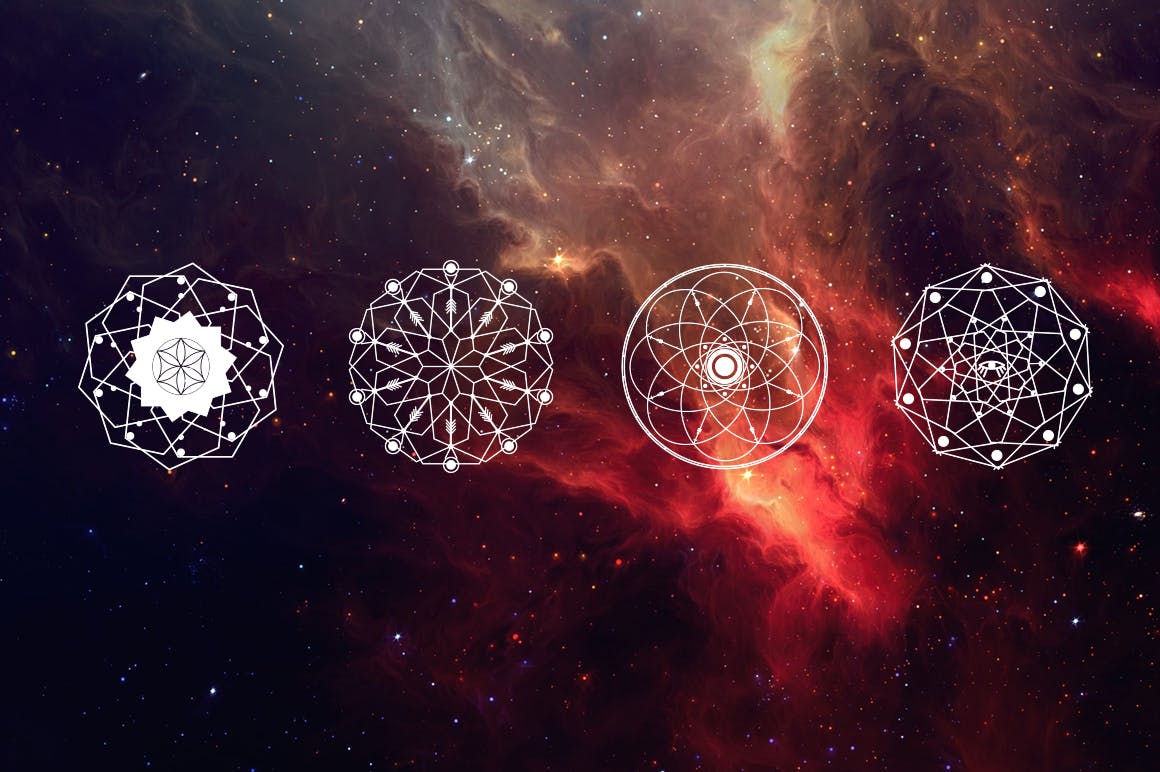 16个占星术曼陀罗神圣符号矢量几何图形素材 16 Sacred symbols插图(2)