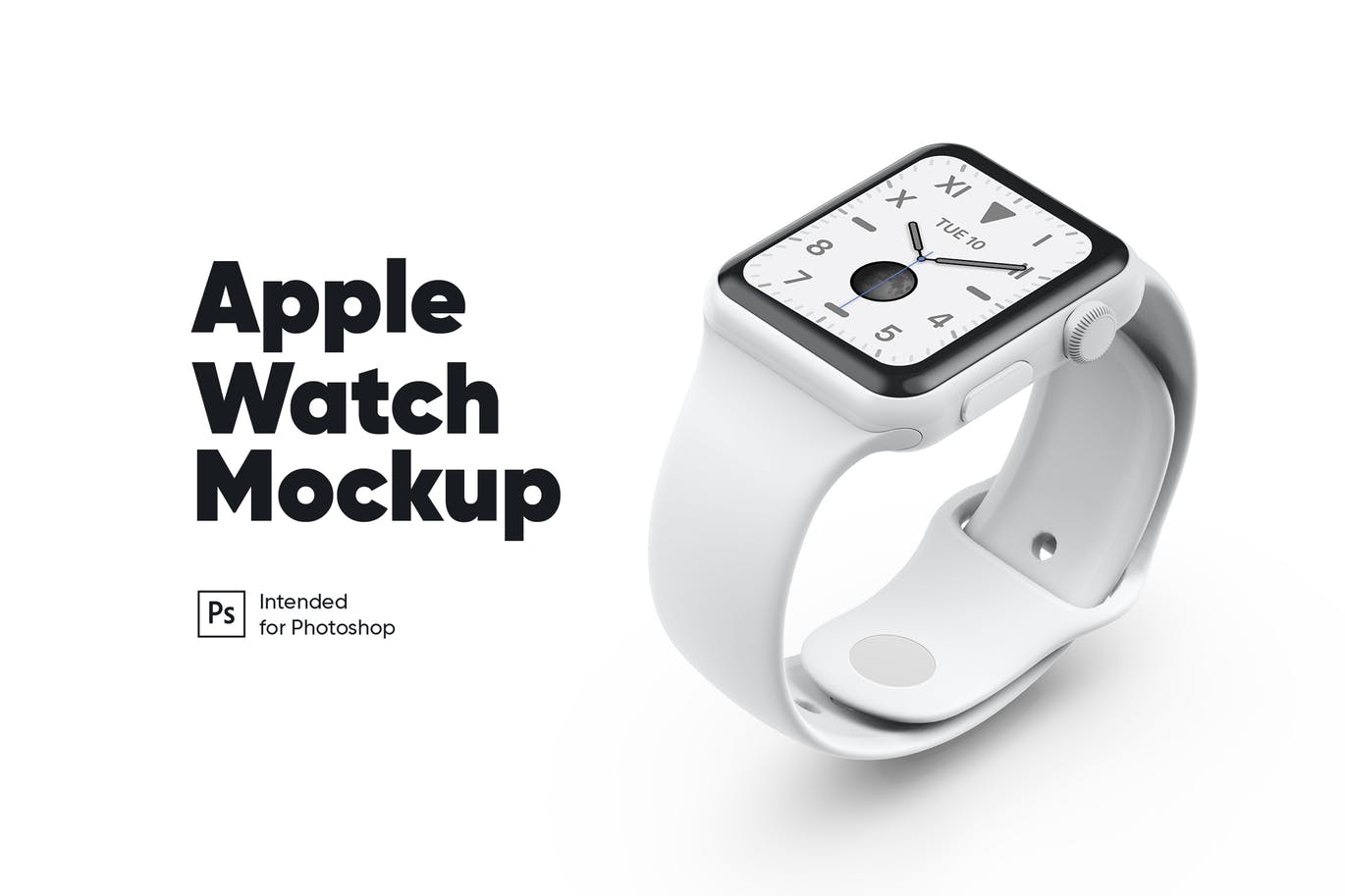 白色陶瓷材质Apple Watch智能手表第一素材精选样机模板 Apple Watch White Ceramic Mockup插图