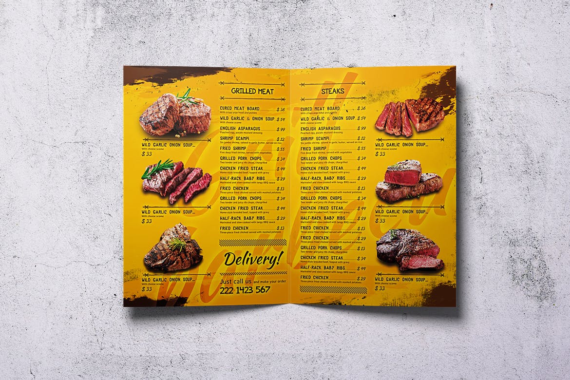 A4&美国信纸规格BBQ烧烤大洋岛精选菜单模板 Barbecue Bifold A4 & US Letter Food Menu插图2