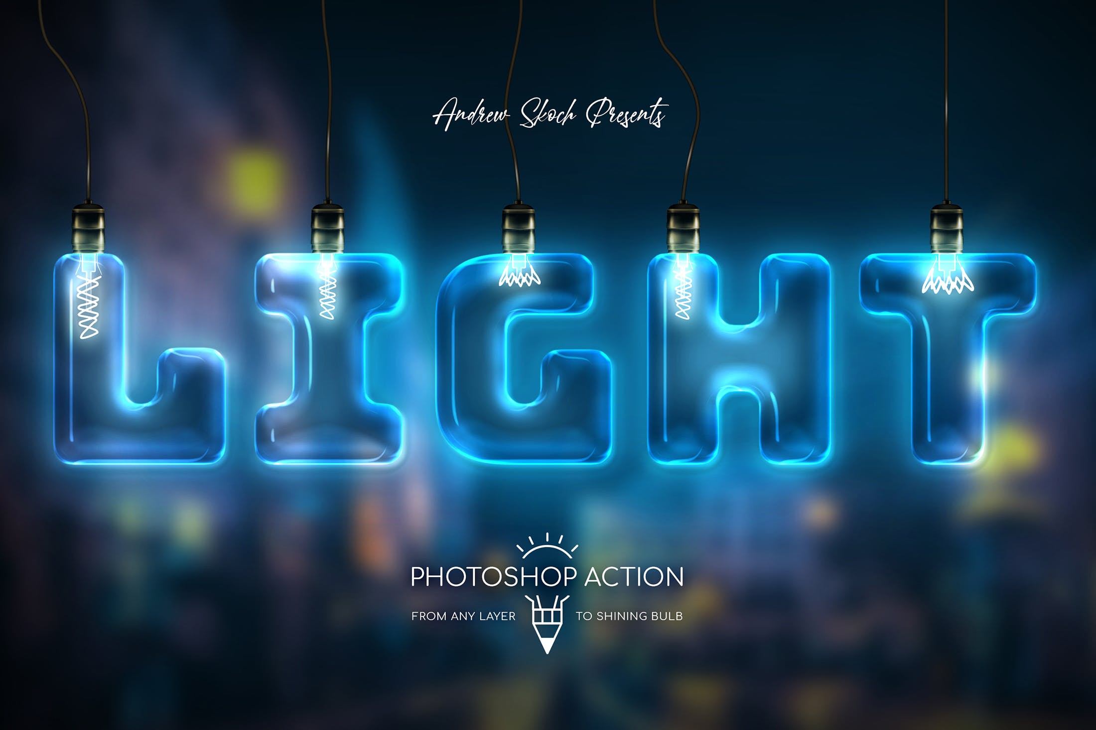 发光灯泡英文字母文字特效第一素材精选PS动作 Light Bulb – Photoshop Action插图(4)