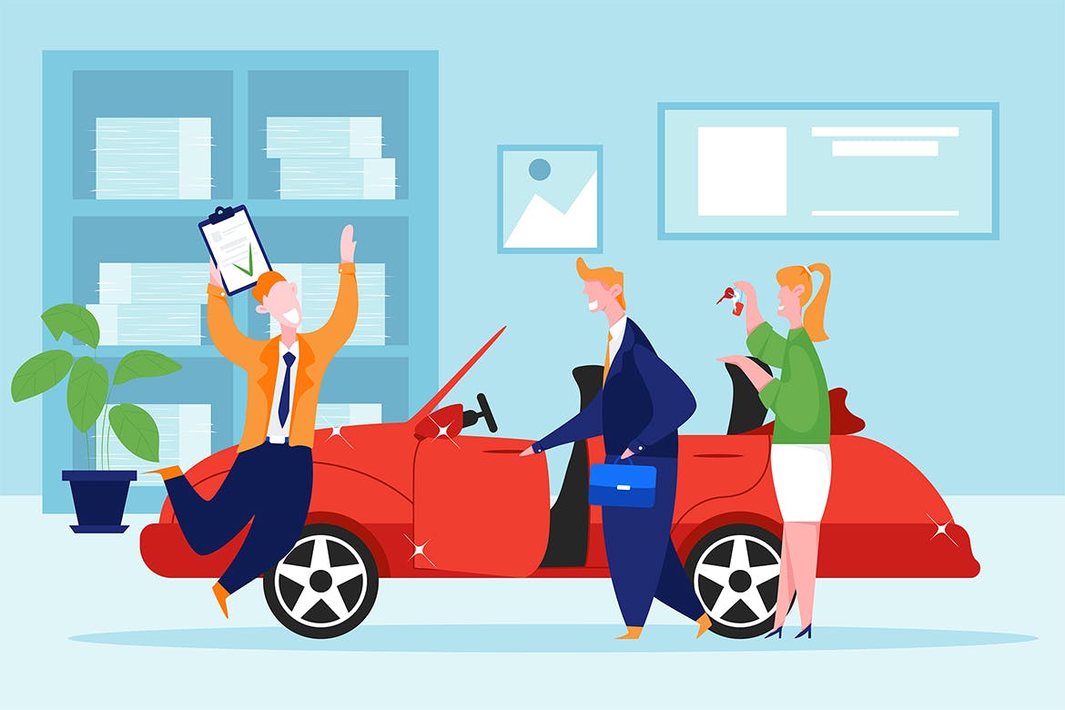 汽车经销商主题矢量插画素材包 Car Dealership Vector Illustration Pack插图12