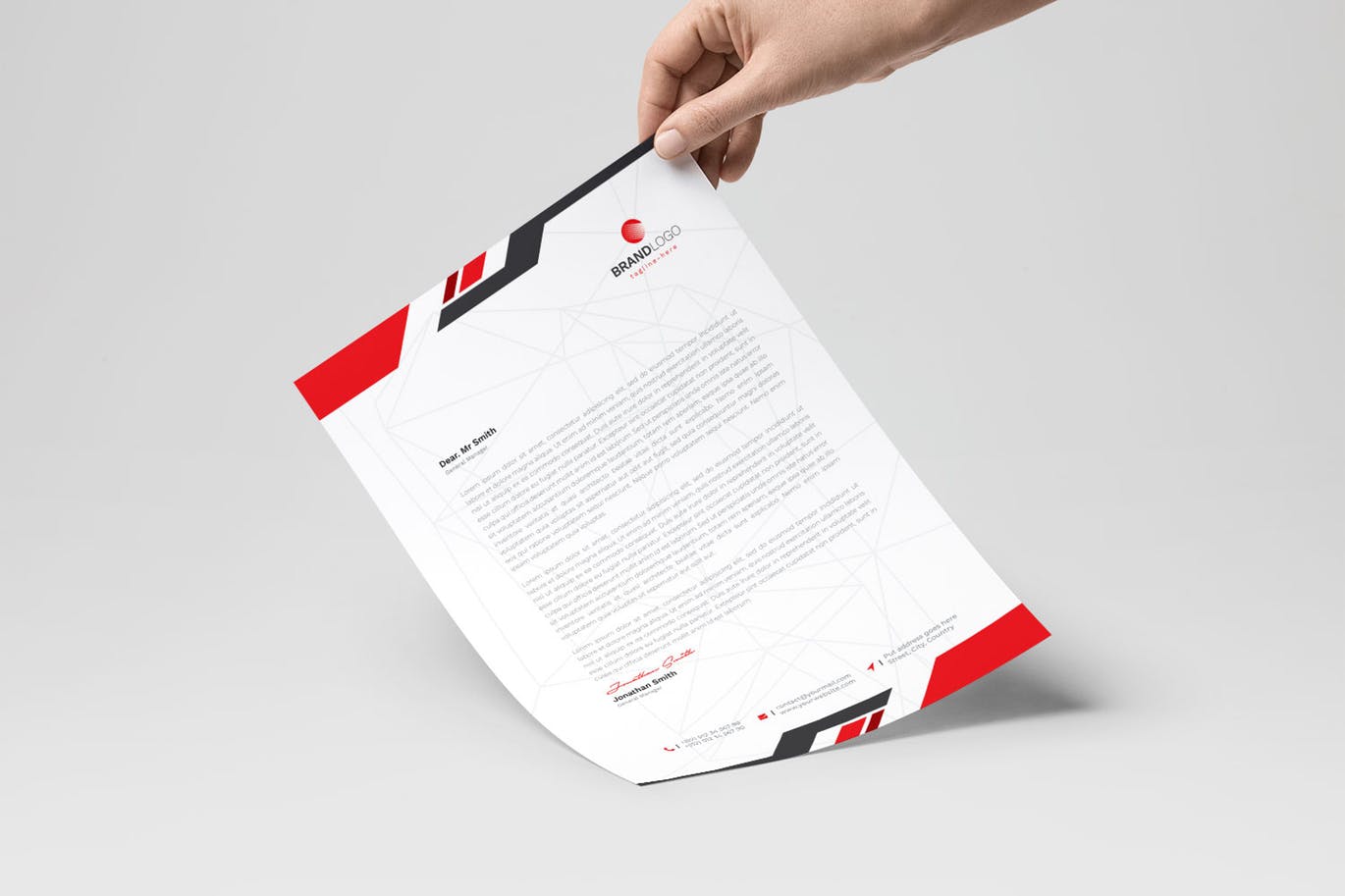 信息科技公司适用的企业信纸设计模板 Letterhead插图(1)