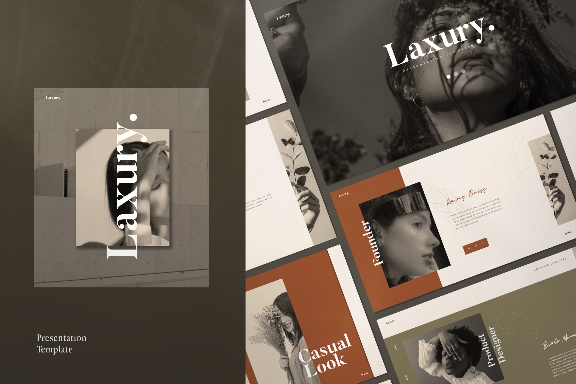时尚企业创意多用途Lookbook风格蚂蚁素材精选谷歌演示模板 LAXURY – Lookbook Fashion Google Slide Creative插图