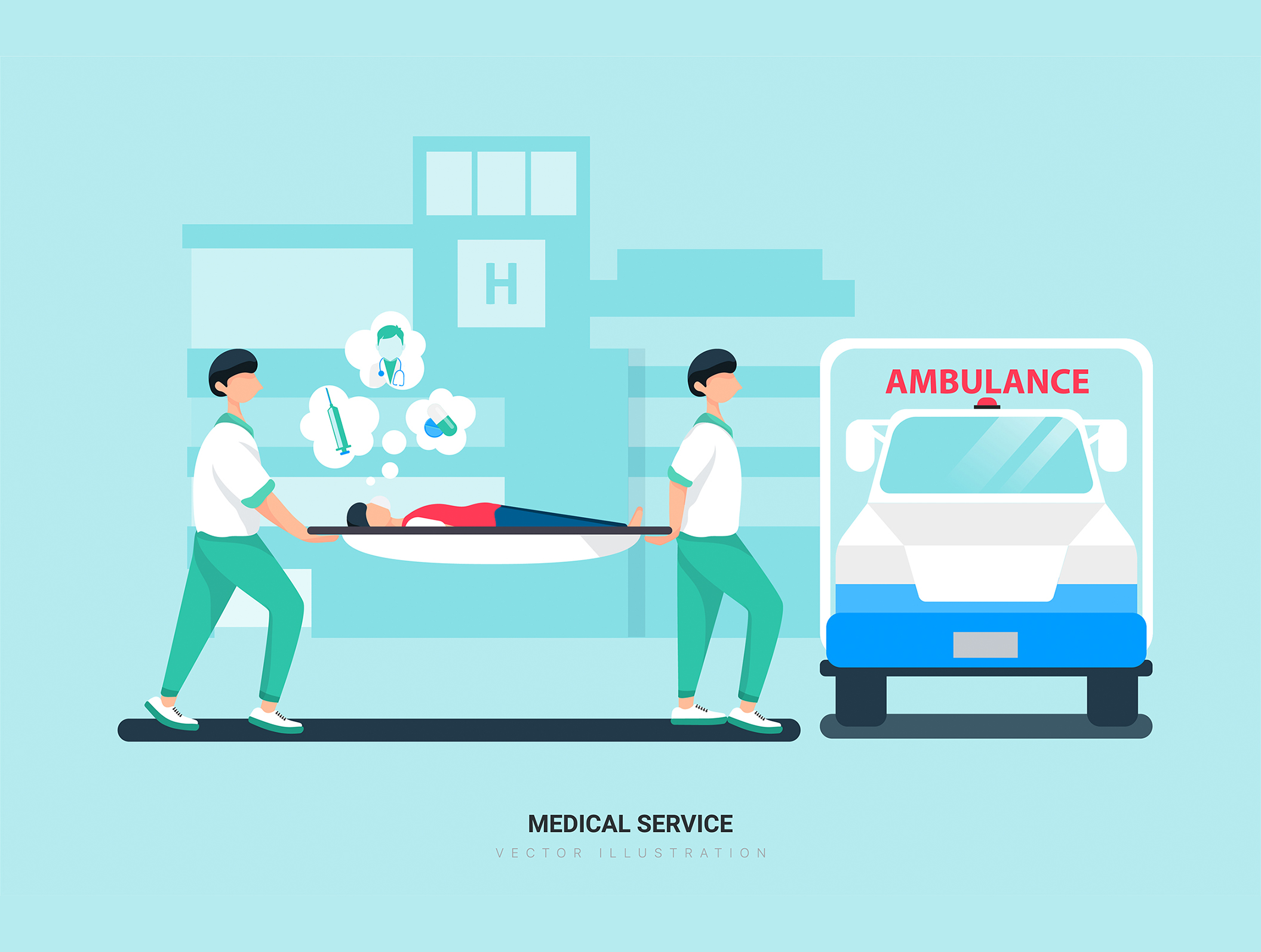 第一素材下午茶：医院和医疗保健场景矢量插画素材插图(3)