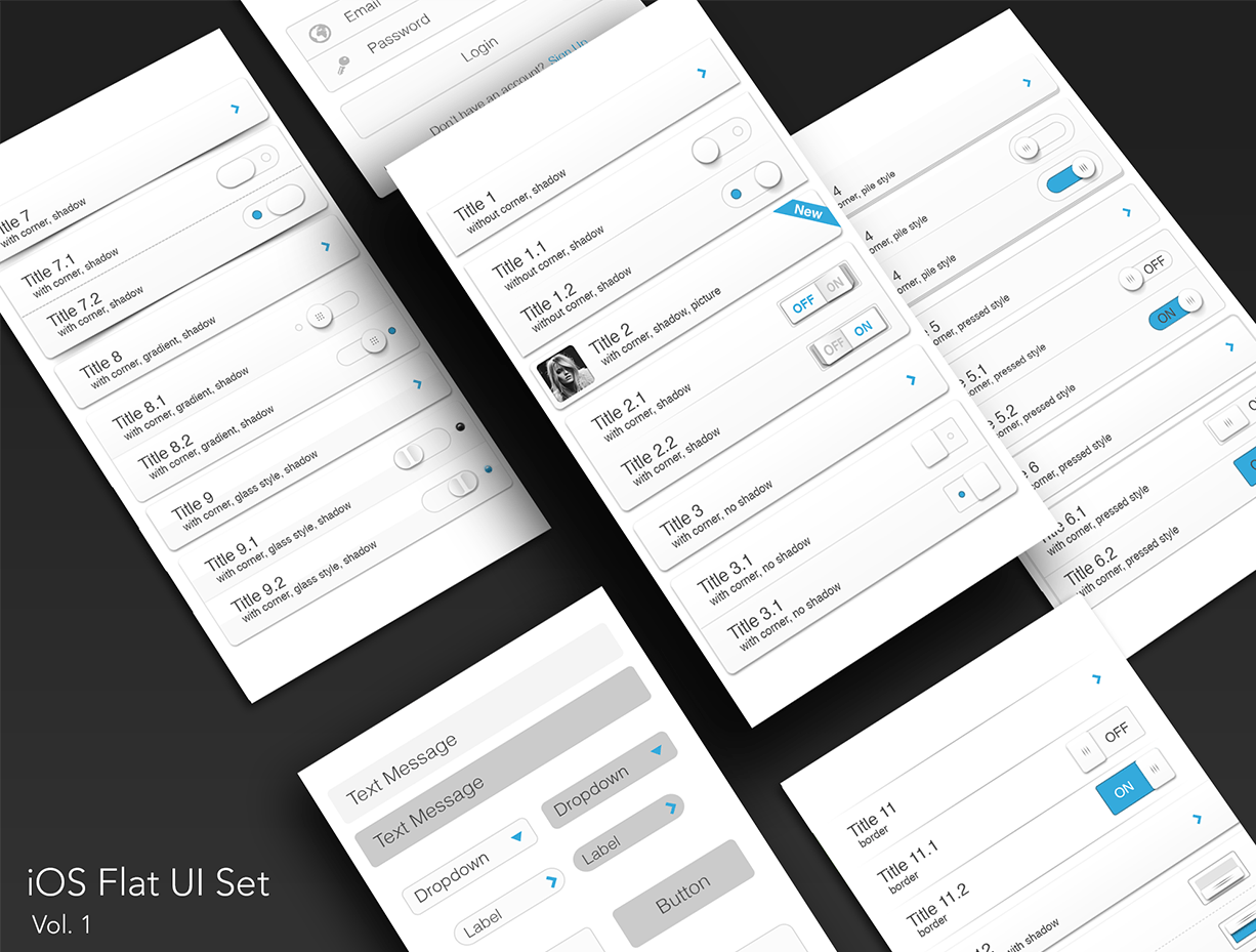 iOS应用扁平设计风格UI设计素材包v1 iOS Flat UI Set Vol. 1插图(2)