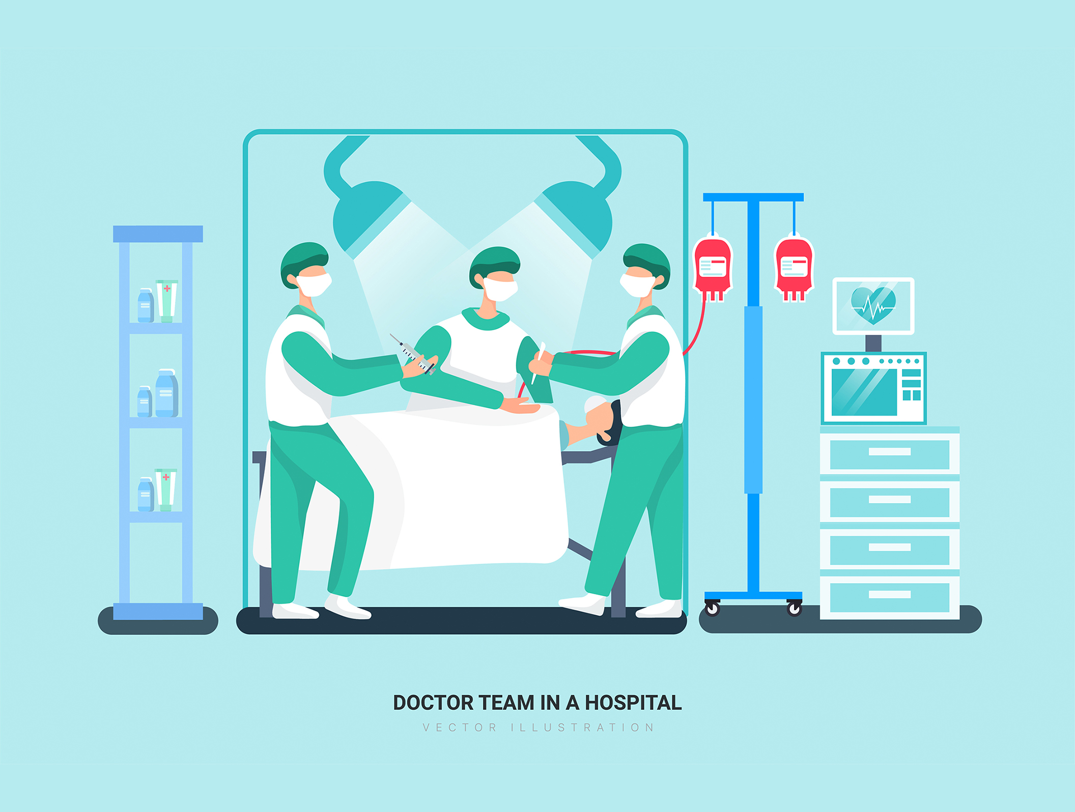 第一素材下午茶：医院和医疗保健场景矢量插画素材插图(8)