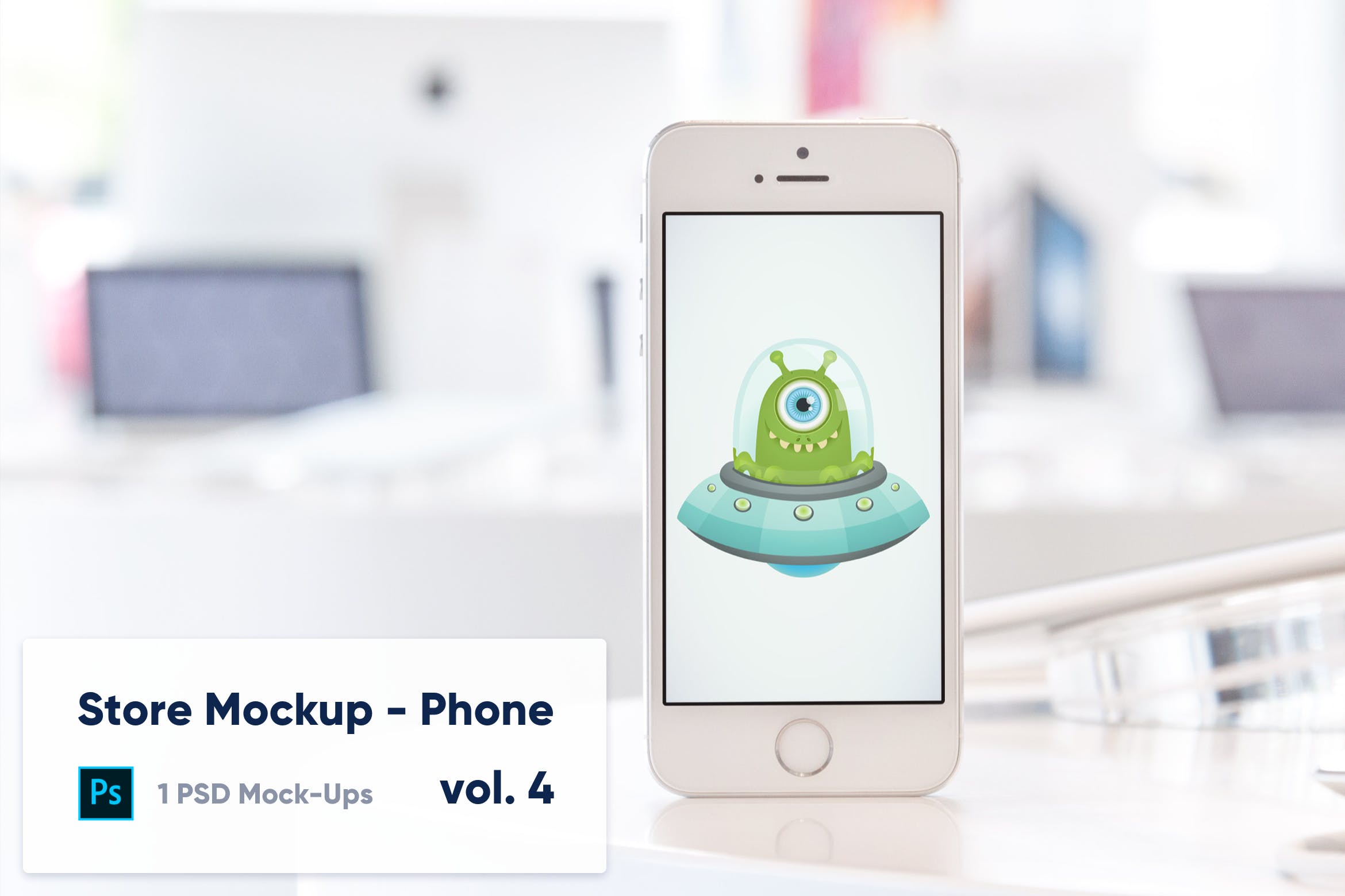 零售店场景手机屏幕预览第一素材精选样机模板v4 Phone Mockup in the Store – Vol. 4插图