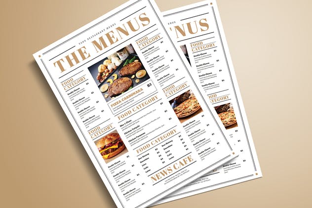 报纸版式设计风格餐厅菜单菜牌模板 Newspaper Style Food Menus插图(2)