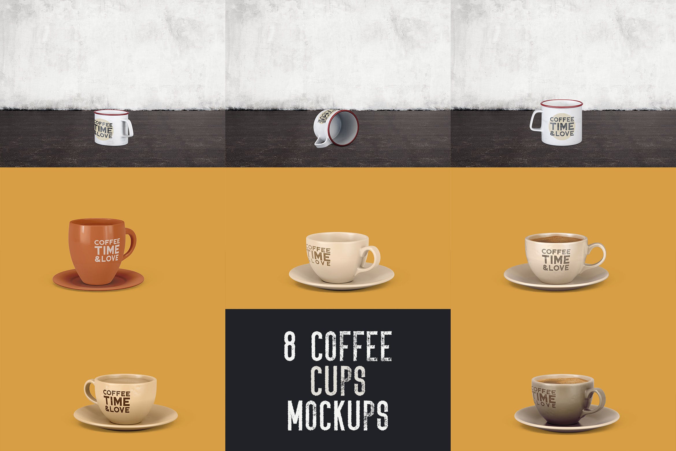 8个咖啡马克杯设计图第一素材精选 8 Coffee Cup Mockups插图