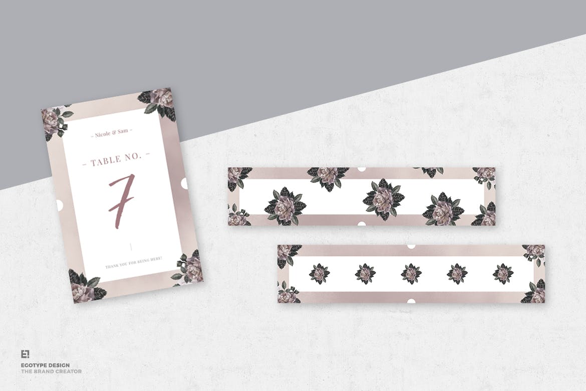 手绘花卉图案装饰风格婚礼邀请设计素材包 Floral Wedding Invitation Suite插图(7)