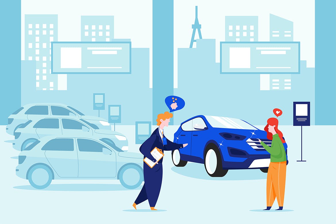 汽车经销商主题矢量插画素材包 Car Dealership Vector Illustration Pack插图6